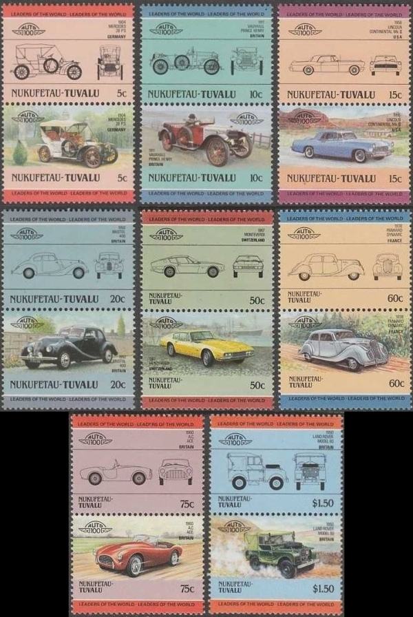 1985 Nukufetau Leaders of the World, Automobiles (2nd series) Stamps