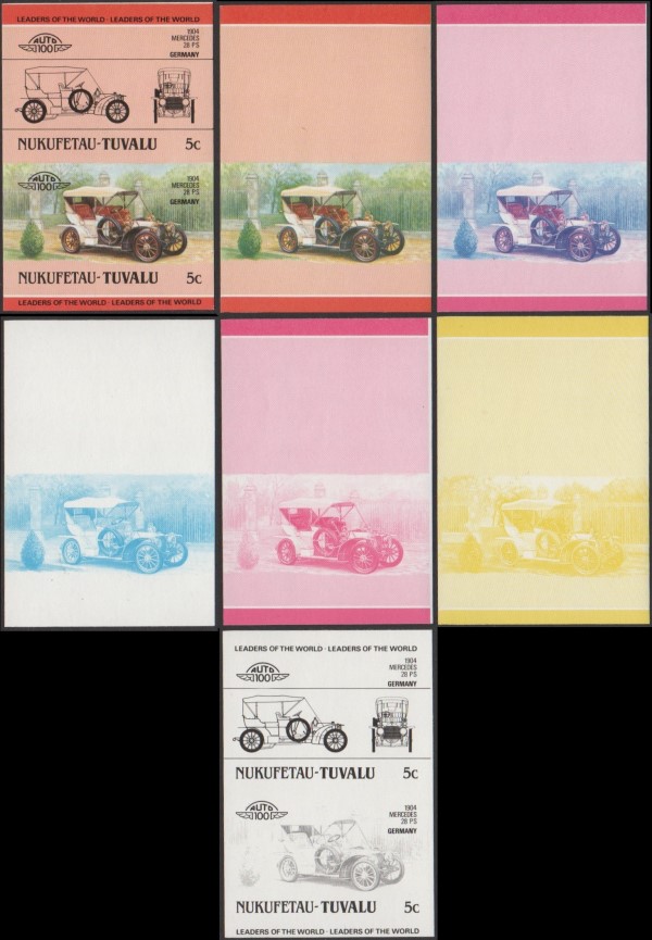 1985 Nukufetau Leaders of the World, Automobiles (2nd series) Progressive Color Proofs