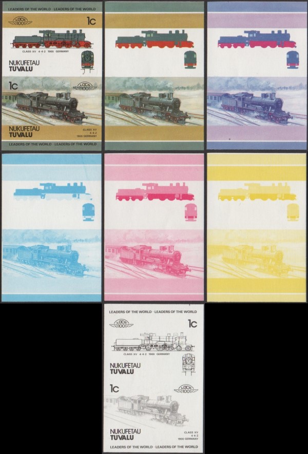 1985 Nukufetau Leaders of the World, Locomotives (1st series) Progressive Color Proofs