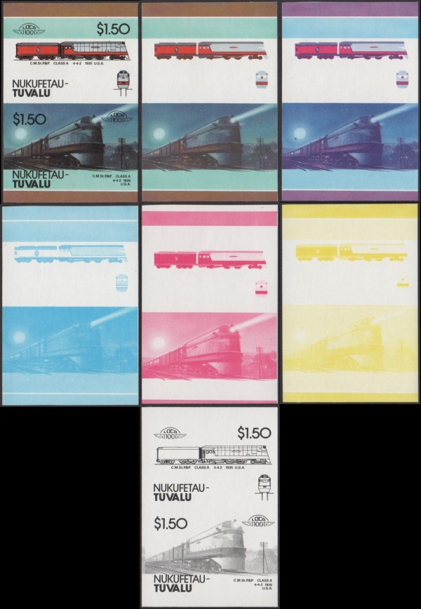 1986 Nukufetau Leaders of the World, Locomotives (2nd series) Progressive Color Proofs