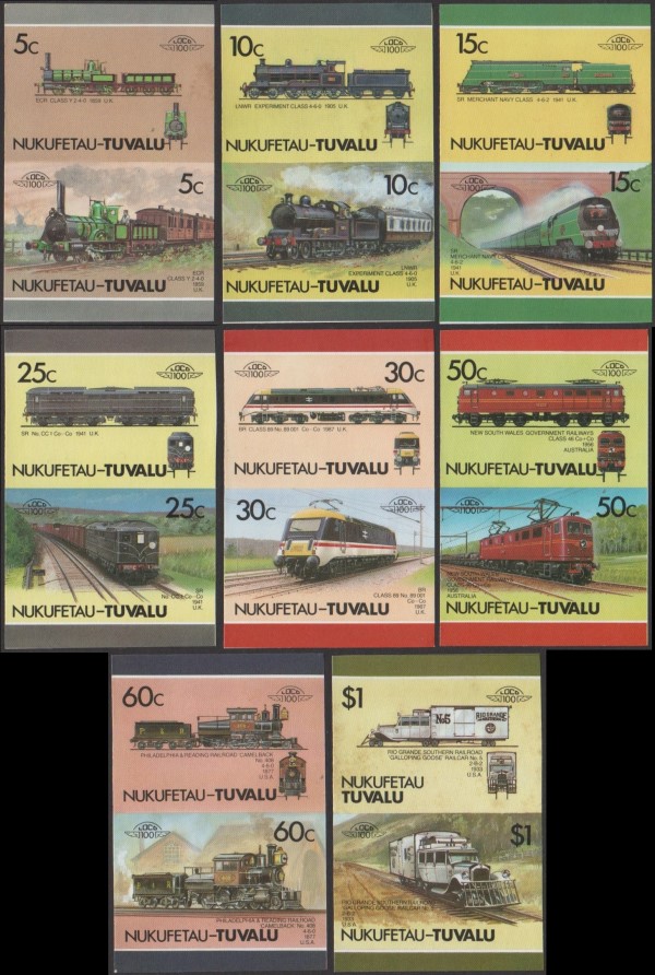 1987 Nukufetau Leaders of the World, Locomotives (3rd series) Imperforate Stamps