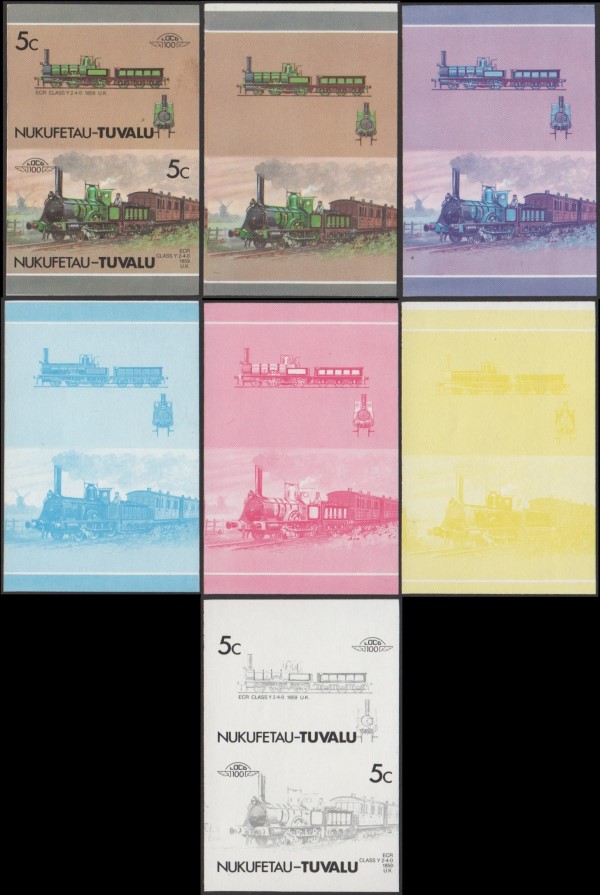 1987 Nukufetau Leaders of the World, Locomotives (3rd series) Progressive Color Proofs