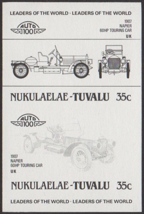 Nukulaelae 1st Series 35c 1907 Napier 60HP Touring Car Automobile Stamp Black Stage Color Proof