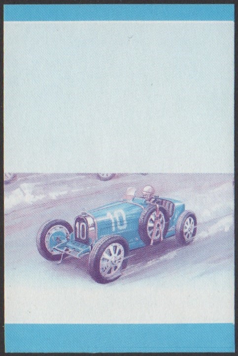 Nukulaelae 1st Series 5c 1924 Bugatti Type 35 Automobile Stamp Blue-Red Stage Color Proof