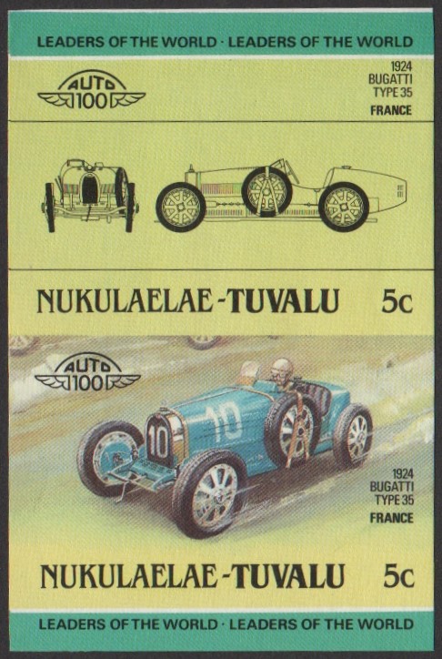 Nukulaelae 1st Series 5c 1924 Bugatti Type 35 Automobile Stamp Final Stage Color Proof