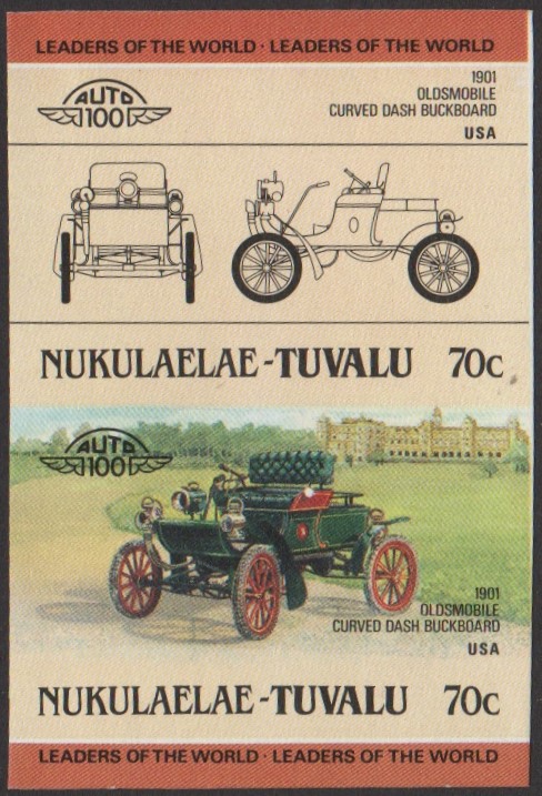 Nukulaelae 1st Series 70c 1901 Oldsmobile Curved Dash Buckboard Automobile Stamp Final Stage Color Proof