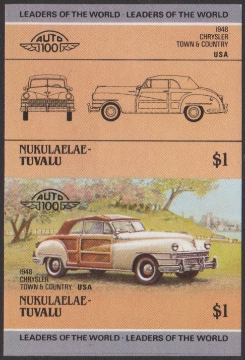 Nukulaelae 2nd Series $1.00 1948 Chrysler Town & Country Automobile Stamp Final Stage Color Proof