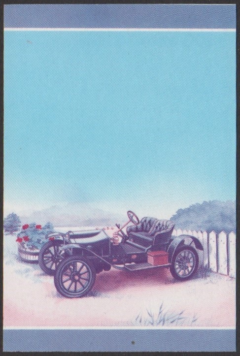 Nukulaelae 2nd Series 10c 1908 Sizaire-Naudin Automobile Stamp Blue-Red Stage Color Proof