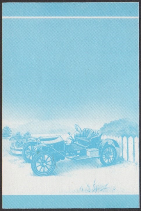 Nukulaelae 2nd Series 10c 1908 Sizaire-Naudin Automobile Stamp Blue Stage Color Proof