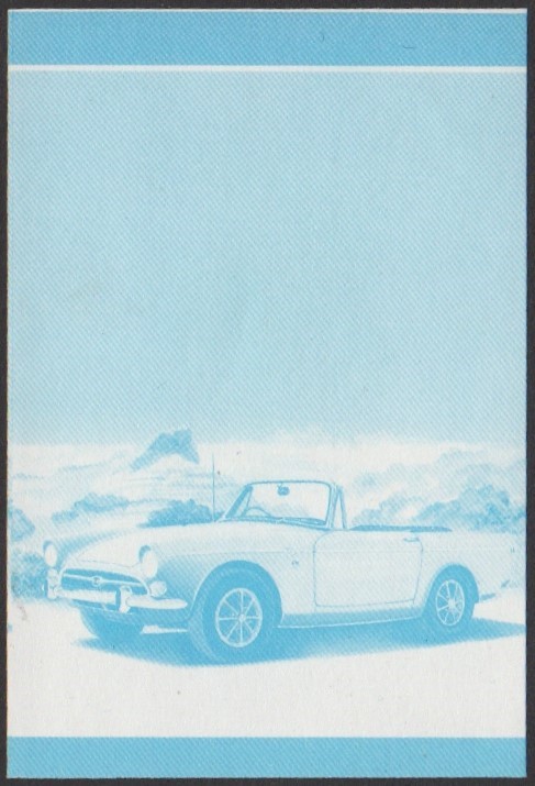Nukulaelae 2nd Series 25c 1965 Sunbeam Tiger Automobile Stamp Blue Stage Color Proof