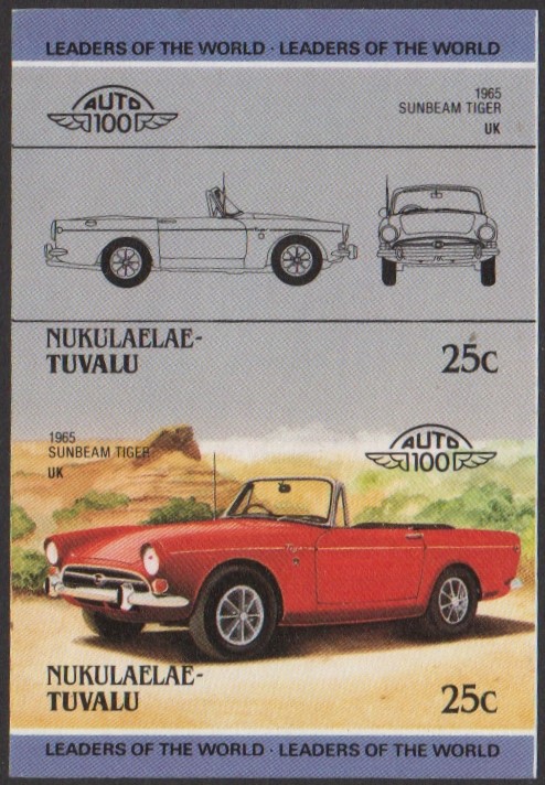 Nukulaelae 2nd Series 25c 1965 Sunbeam Tiger Automobile Stamp Final Stage Color Proof
