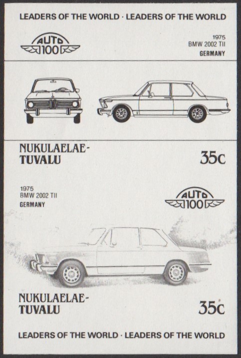 Nukulaelae 2nd Series 35c 1975 BMW 2002 TII Automobile Stamp Black Stage Color Proof