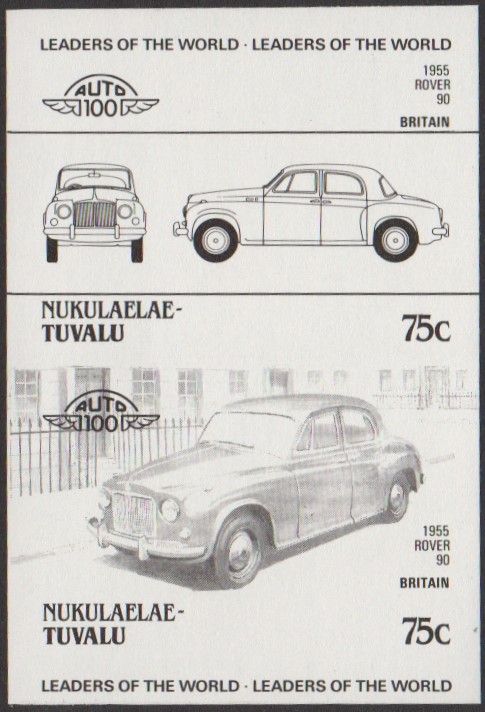 Nukulaelae 2nd Series 75c 1955 Rover 90 Automobile Stamp Black Stage Color Proof