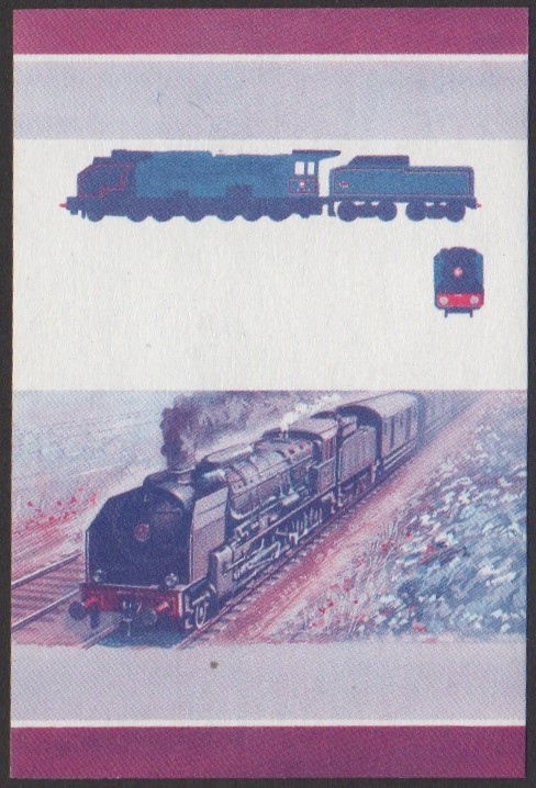 Nukulaelae 2nd Series 20c 1940 S.N.C.F. 160-A-1 2-12-0 Locomotive Stamp Blue-Red Stage Color Proof