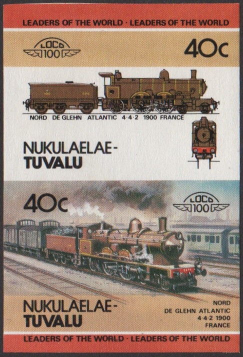 Nukulaelae 2nd Series 40c 1900 Nord De Glehn Atlantic 4-4-2 Locomotive Stamp Final Stage Color Proof
