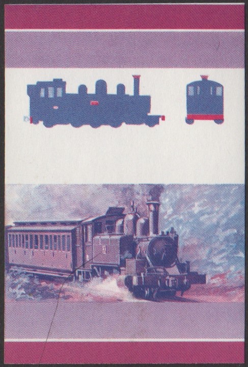 Nukulaelae 3rd Series $1.00 1897 V.R. Class Na 2-6-2 Locomotive Stamp Blue-Red Stage Color Proof