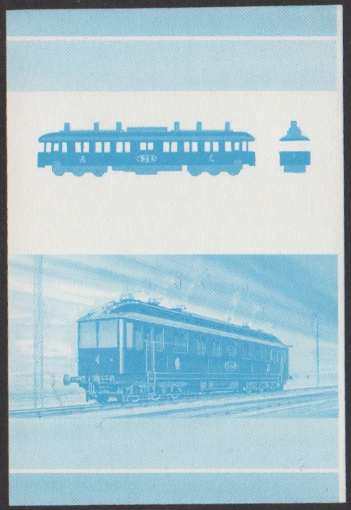 Nukulaelae 3rd Series 25c 1901 Class AEG High Speed Railcar Locomotive Stamp Blue Stage Color Proof