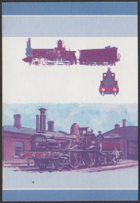 Nukulaelae 4th Series $1.00 1859 Undine Class 2-4-0 Locomotive Stamp Blue-Red Stage Color Proof
