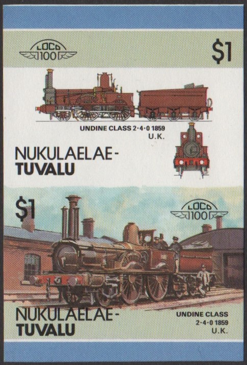 Nukulaelae 4th Series $1.00 1859 Undine Class 2-4-0 Locomotive Stamp Final Stage Color Proof