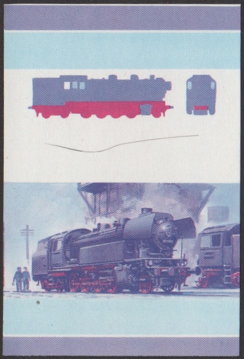 Nukulaelae 4th Series 15c 1955 DRB 2-8-4T 83-10 Locomotive Stamp Blue-Red Stage Color Proof