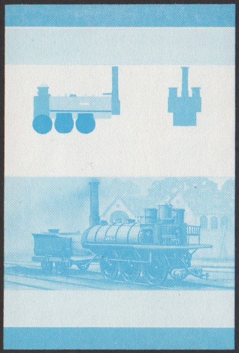 Nukulaelae 4th Series 25c 1839 Albion Railroad Samson 0-6-0 Locomotive Stamp Blue Stage Color Proof