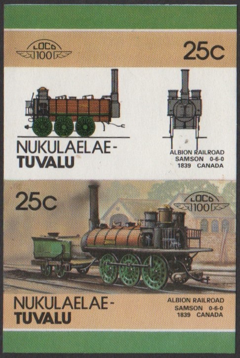 Nukulaelae 4th Series 25c 1839 Albion Railroad Samson 0-6-0 Locomotive Stamp Final Stage Color Proof