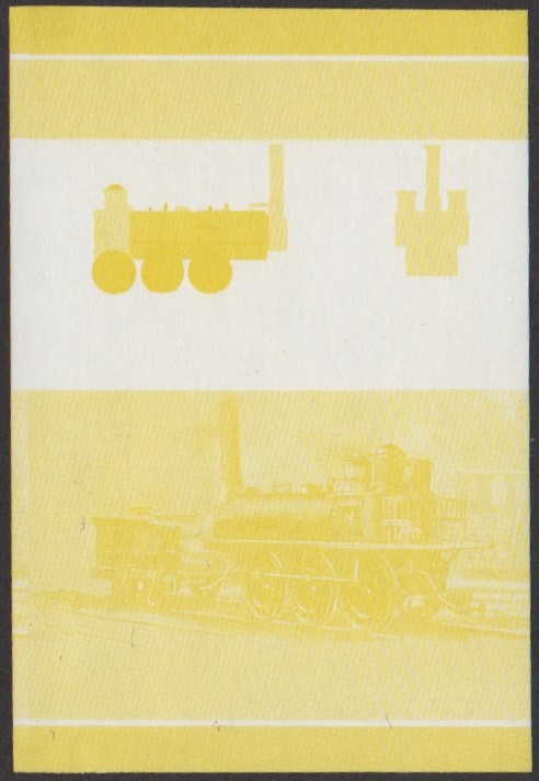 Nukulaelae 4th Series 25c 1839 Albion Railroad Samson 0-6-0 Locomotive Stamp Yellow Stage Color Proof