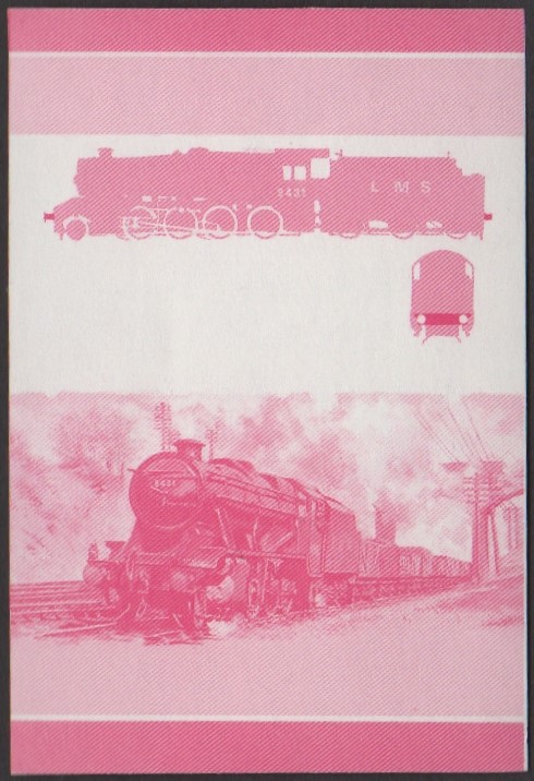 Nukulaelae 4th Series 50c 1936 Class 8F 2-8-0 Locomotive Stamp Red Stage Color Proof