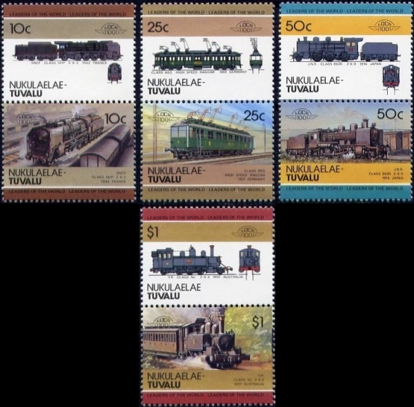 1985 Nukulaelae Leaders of the World, Locomotives (3rd series) Stamps