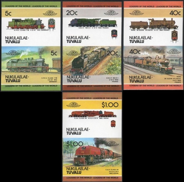 1984 Nukulaelae Leaders of the World, Locomotives (2nd series) Imperforate Stamps