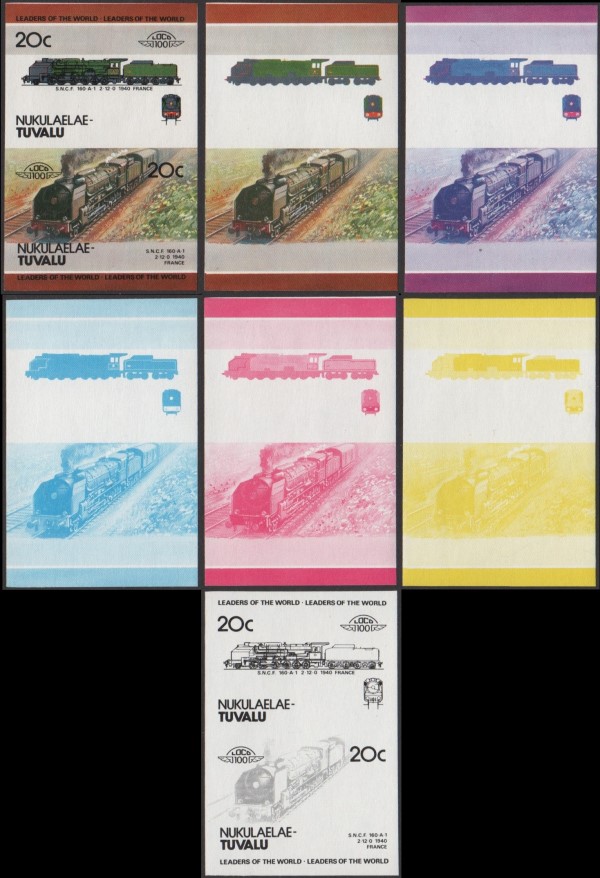 1984 Nukulaelae Leaders of the World, Locomotives (2nd series) Progressive Color Proofs