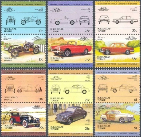1985 Nukulaelae Leaders of the World, Automobiles (2nd series) Stamps