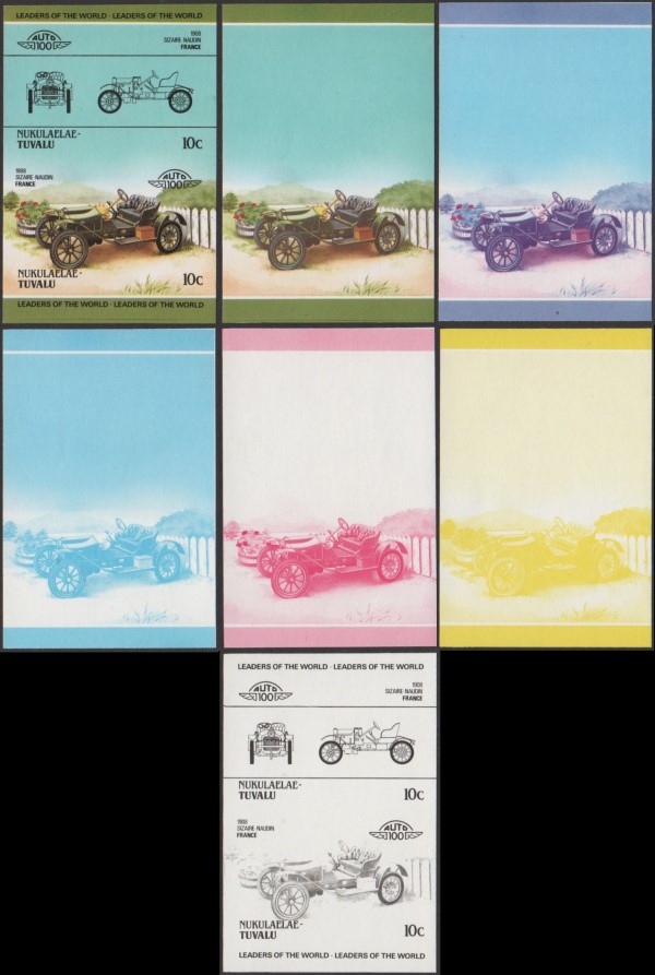 1985 Nukulaelae Leaders of the World, Automobiles (2nd series) Progressive Color Proofs