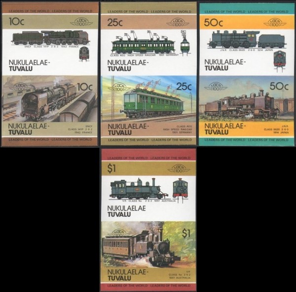 1985 Nukulaelae Leaders of the World, Locomotives (3rd series) Imperforate Stamps