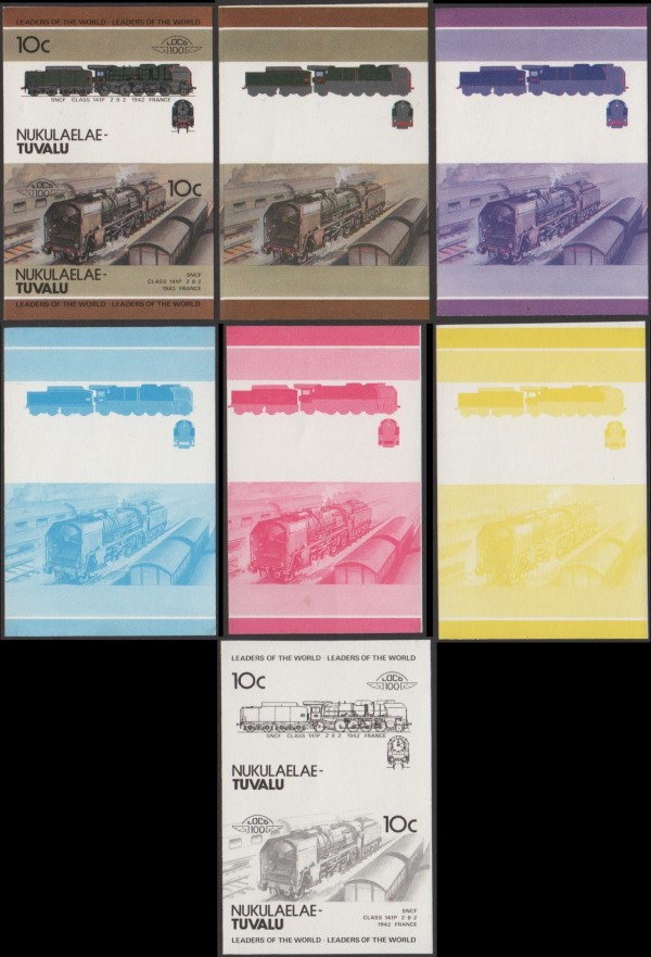 1985 Nukulaelae Leaders of the World, Locomotives (3rd series) Progressive Color Proofs