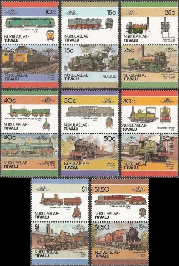 1986 Nukulaelae Leaders of the World, Locomotives (4th series) Stamps