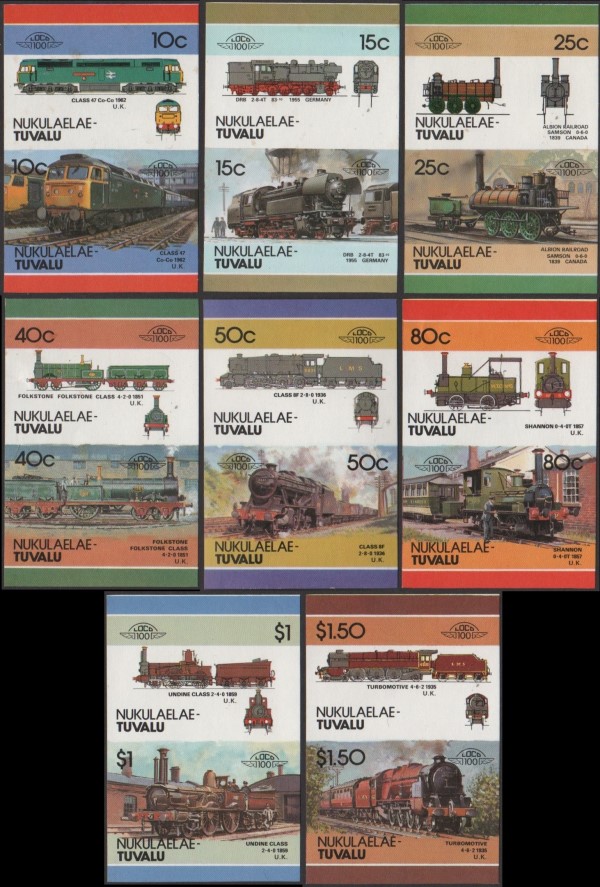 1986 Nukulaelae Leaders of the World, Locomotives (4th series) Imperforate Stamps