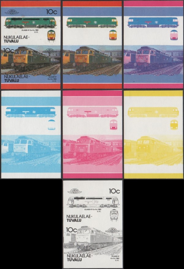 1986 Nukulaelae Leaders of the World, Locomotives (4th series) Progressive Color Proofs