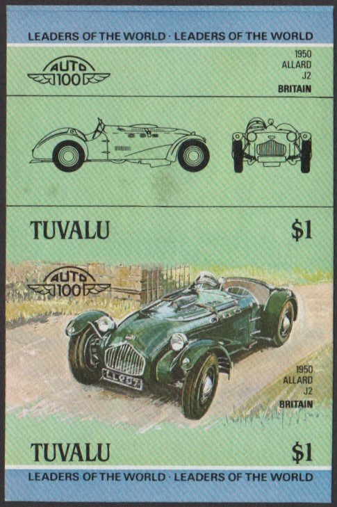 Tuvalu 1st Series $1 1950 Allard J2 Automobile Stamp Final Stage Color Proof