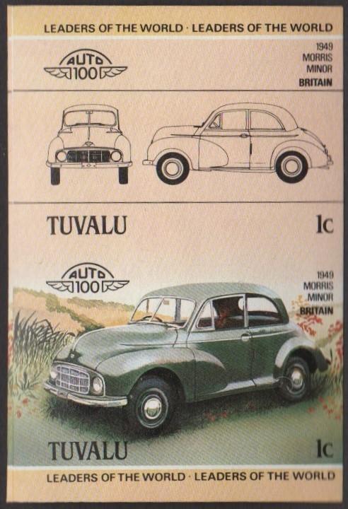 Tuvalu 1st Series 1c 1949 Morris Minor Automobile Stamp Final Stage Color Proof