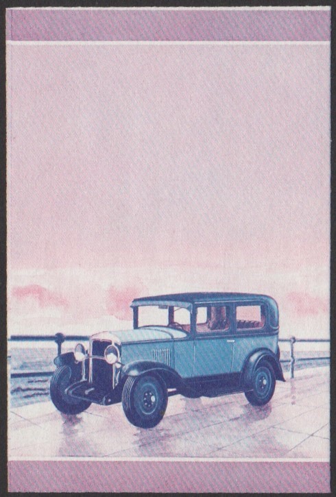Tuvalu 1st Series 50c 1929 Chevrolet International Six Automobile Stamp Blue-Red Stage Color Proof