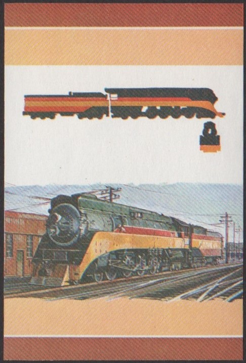 Tuvalu 1st Series 1c 1941 Class GS-4 Southern Pacific Railroad Locomotive Stamp All Colors Stage Color Proof