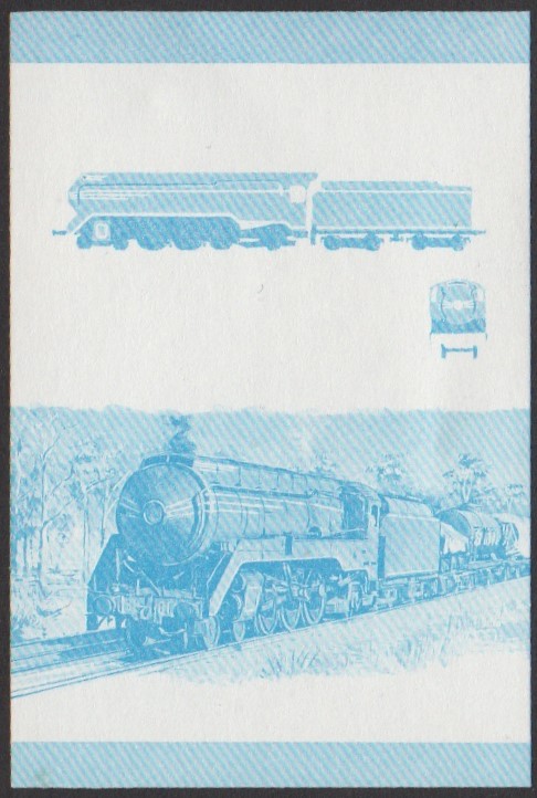 Tuvalu 1st Series 40c 1943 Class C38 4-6-2 New South Wales Government Railways Locomotive Stamp Blue Stage Color Proof