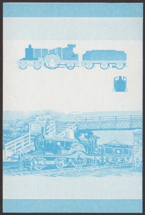 Tuvalu 1st Series 60c 1892 Lord of the Isles Achilles Class 4-2-2 Locomotive Stamp Blue Stage Color Proof