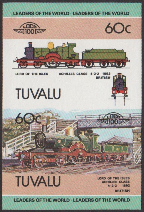 Tuvalu 1st Series 60c 1892 Lord of the Isles Achilles Class 4-2-2 Locomotive Stamp Final Stage Color Proof