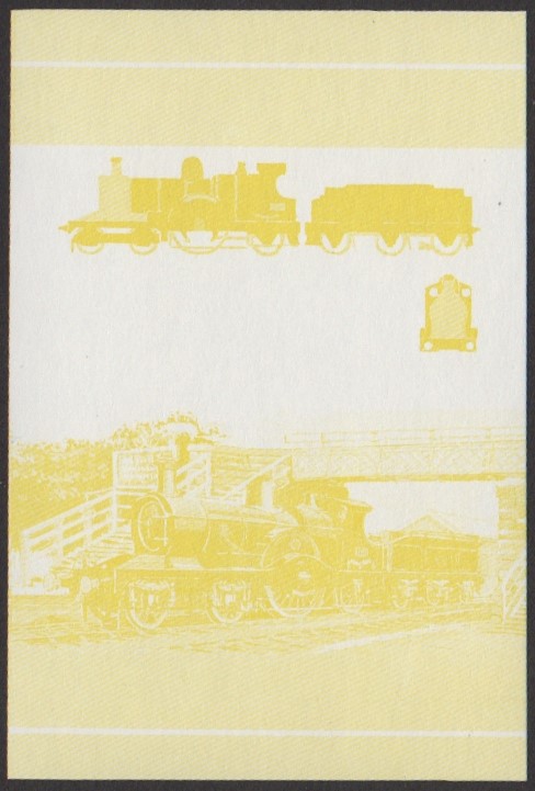 Tuvalu 1st Series 60c 1892 Lord of the Isles Achilles Class 4-2-2 Locomotive Stamp Yellow Stage Color Proof