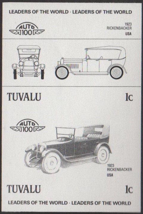 Tuvalu 2nd Series 1c 1923 Rickenbacker Automobile Stamp Black Stage Color Proof