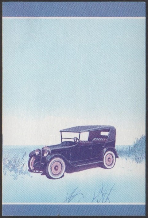 Tuvalu 2nd Series 1c 1923 Rickenbacker Automobile Stamp Blue-Red Stage Color Proof
