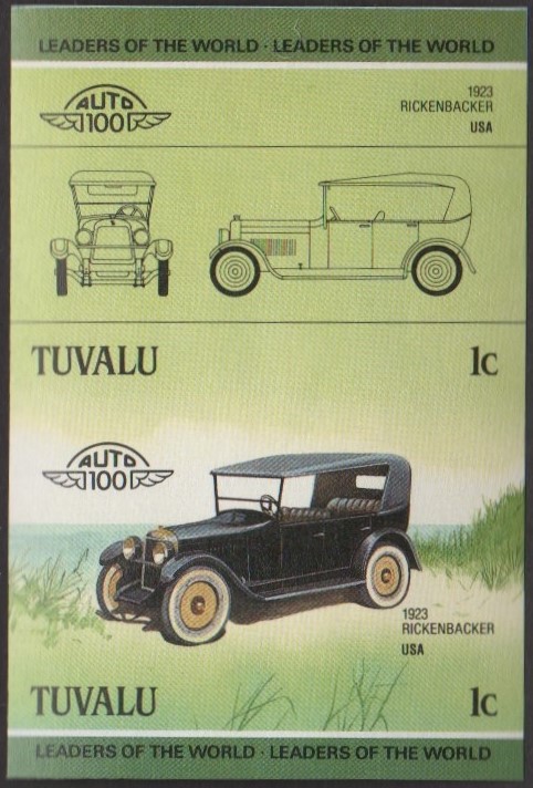 Tuvalu 2nd Series 1c 1923 Rickenbacker Automobile Stamp Final Stage Color Proof