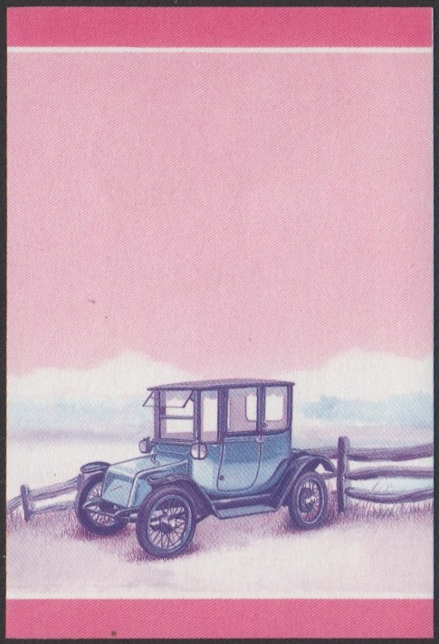Tuvalu 2nd Series 20c 1914 Detroit-Electric Two Door Brougham Automobile Stamp Blue-Red Stage Color Proof